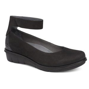 Dansko Jenna Slip On Nubuck Shoe Ankle Strap Platform Comfort Croc Black